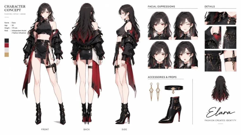 Modern Fashion Character Concept Sheet
