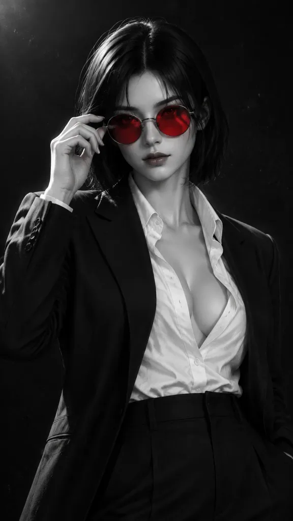 Retrato Ejecutivo Monocromático con Gafas Rojas