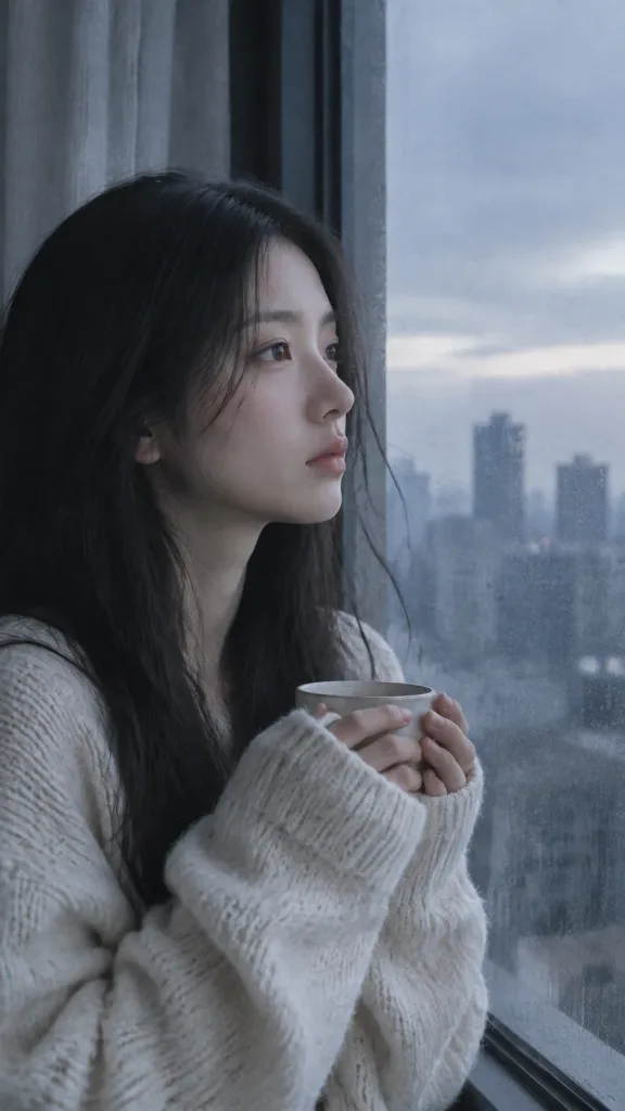 Pre-Dawn Melancholy Window Portrait