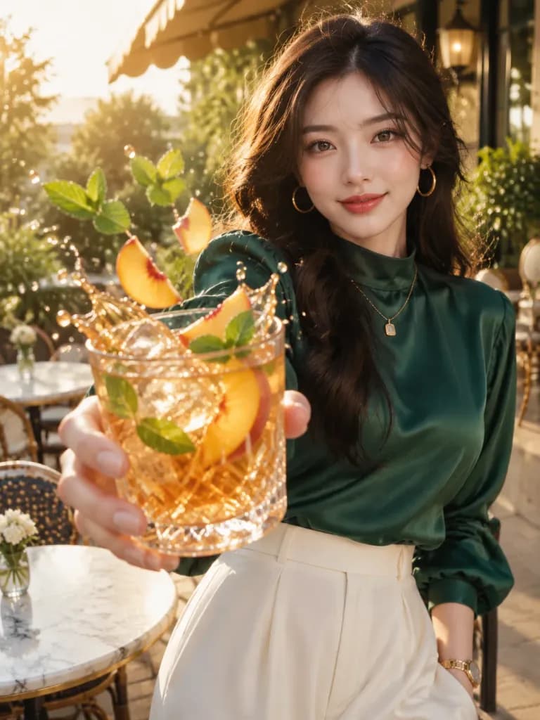 Golden Hour Outdoor Cafe Drink Toast
