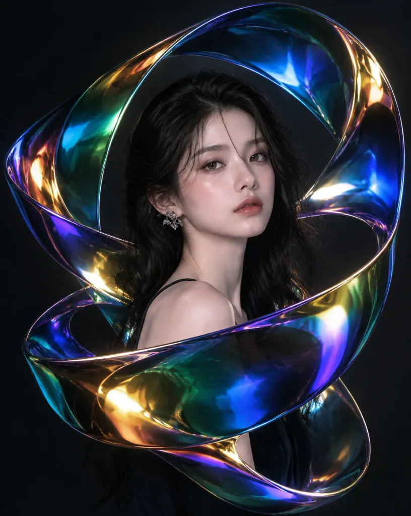 Iridescent Liquid Chrome Möbius Portrait