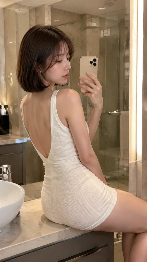 호텔 욕실 거울 셀카