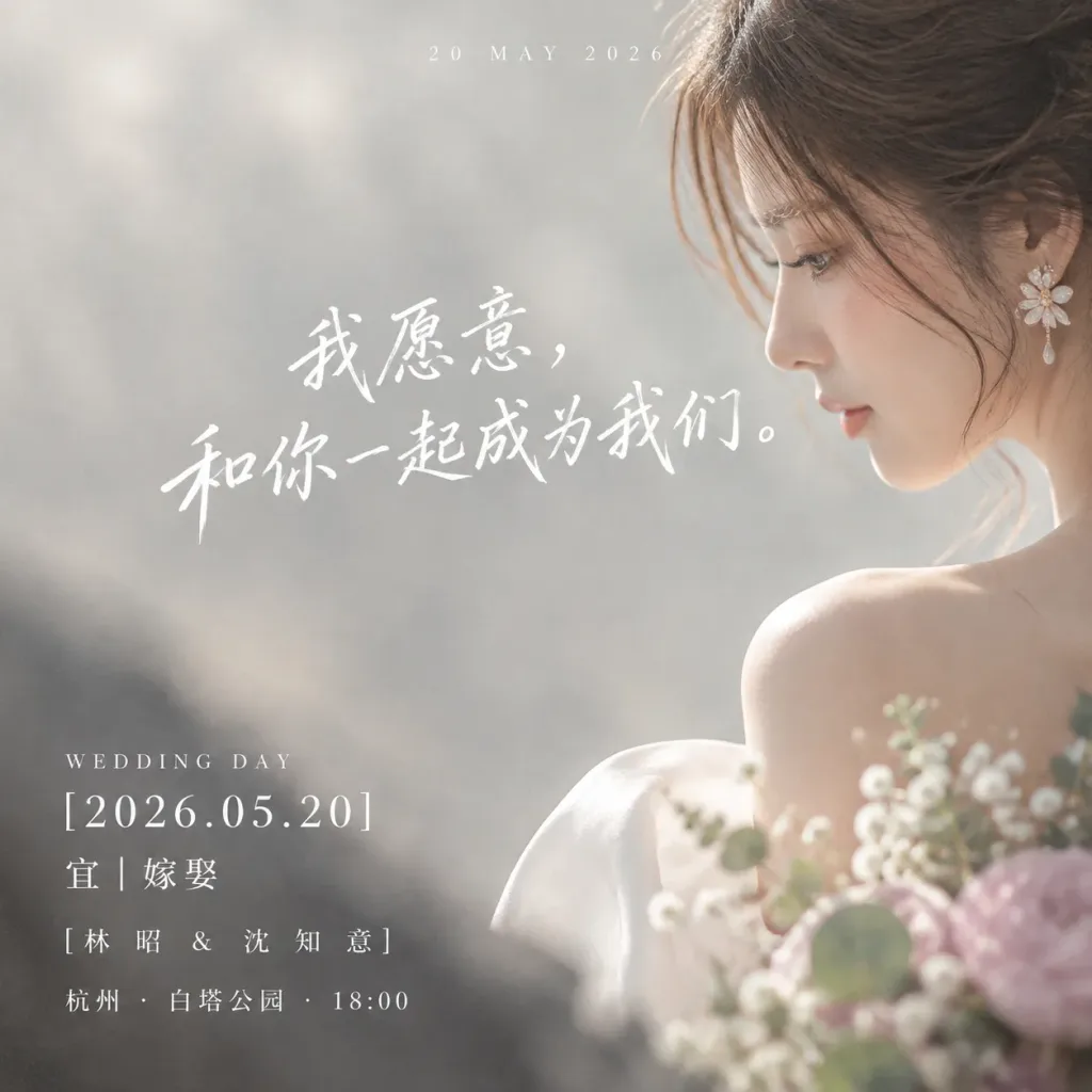 極簡高級感中式新娘婚禮喜帖