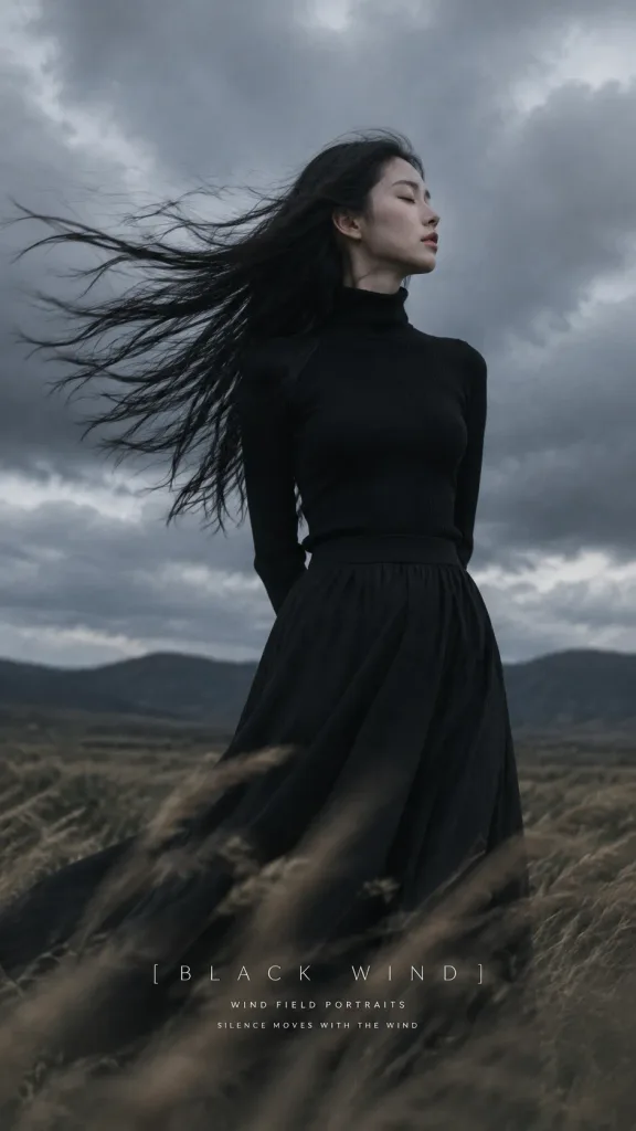 Moody Windblown Editorial Fashion Portrait
