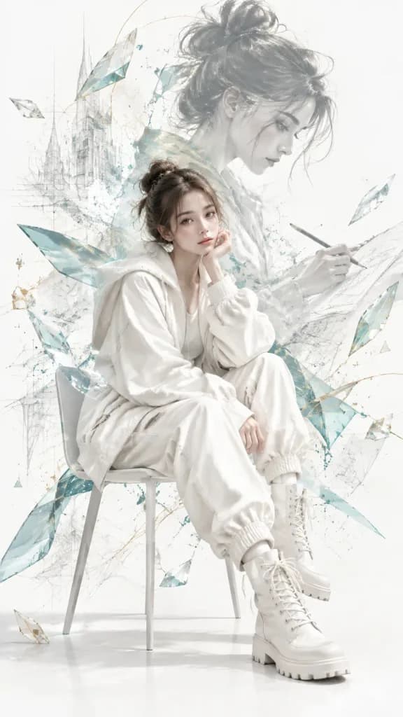 파인 아트 에디토리얼 이중 노출 인물화