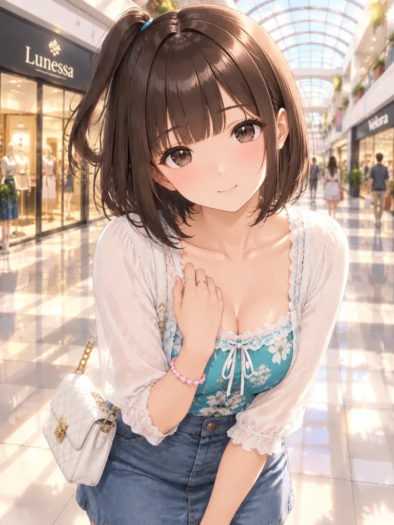Anime Fashion Portrait in Sunlit Mall