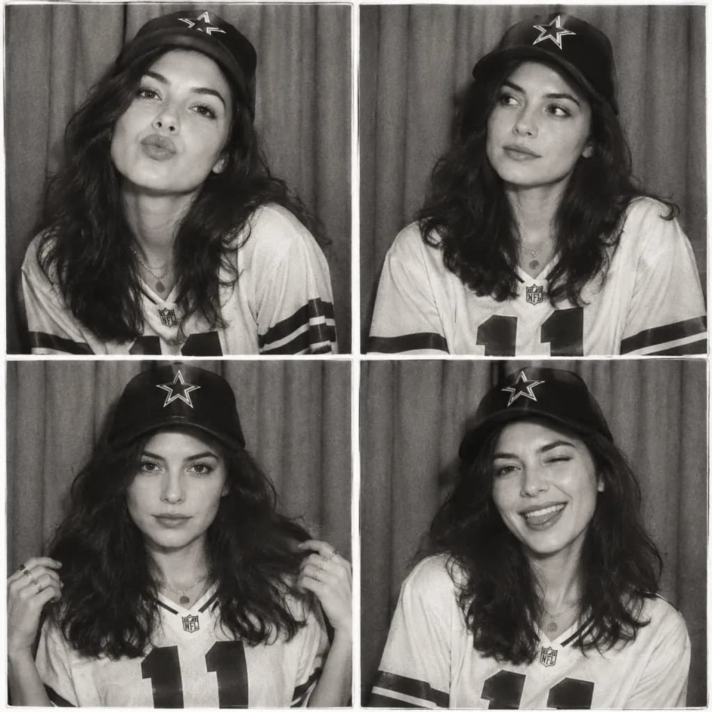 Vintage Monochrome Photo Booth 2x2 Grid