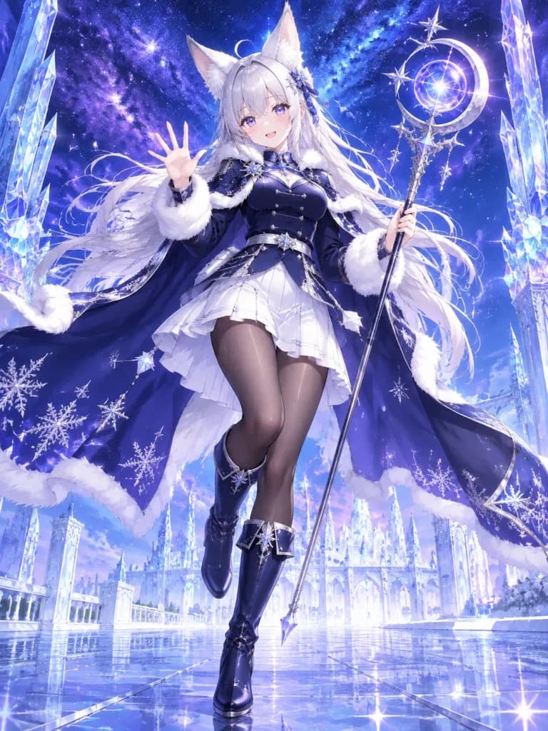 Silver Fox-Eared Winter Anime Mage