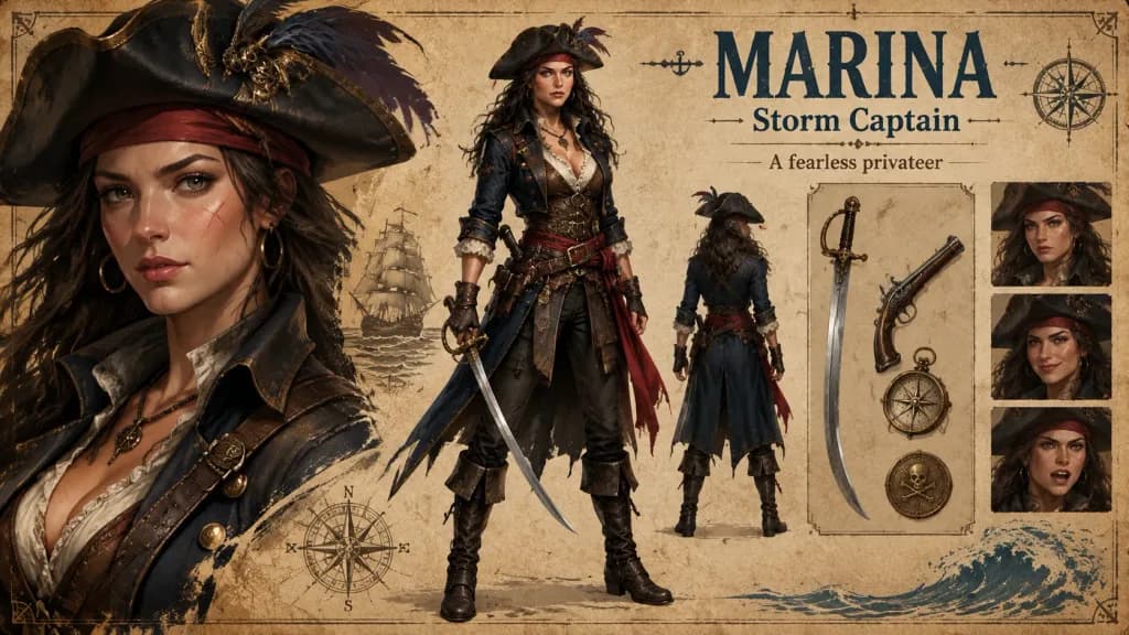 Pirate RPG Character Design Sheet
