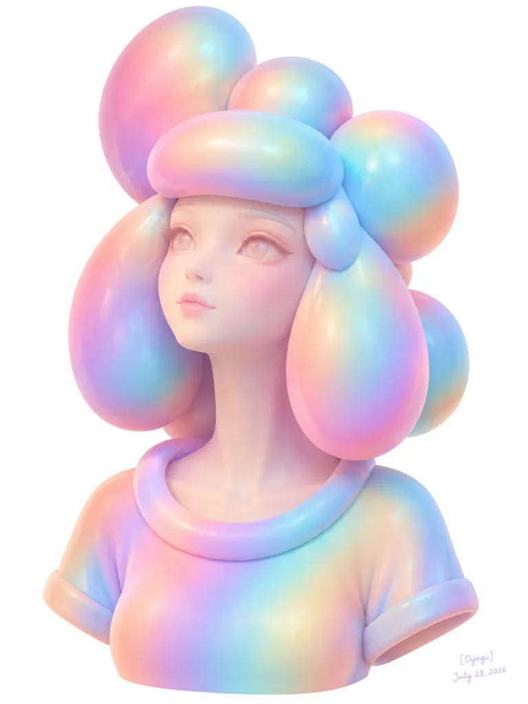 Iridescent Pastel 3D Bust Sculpture