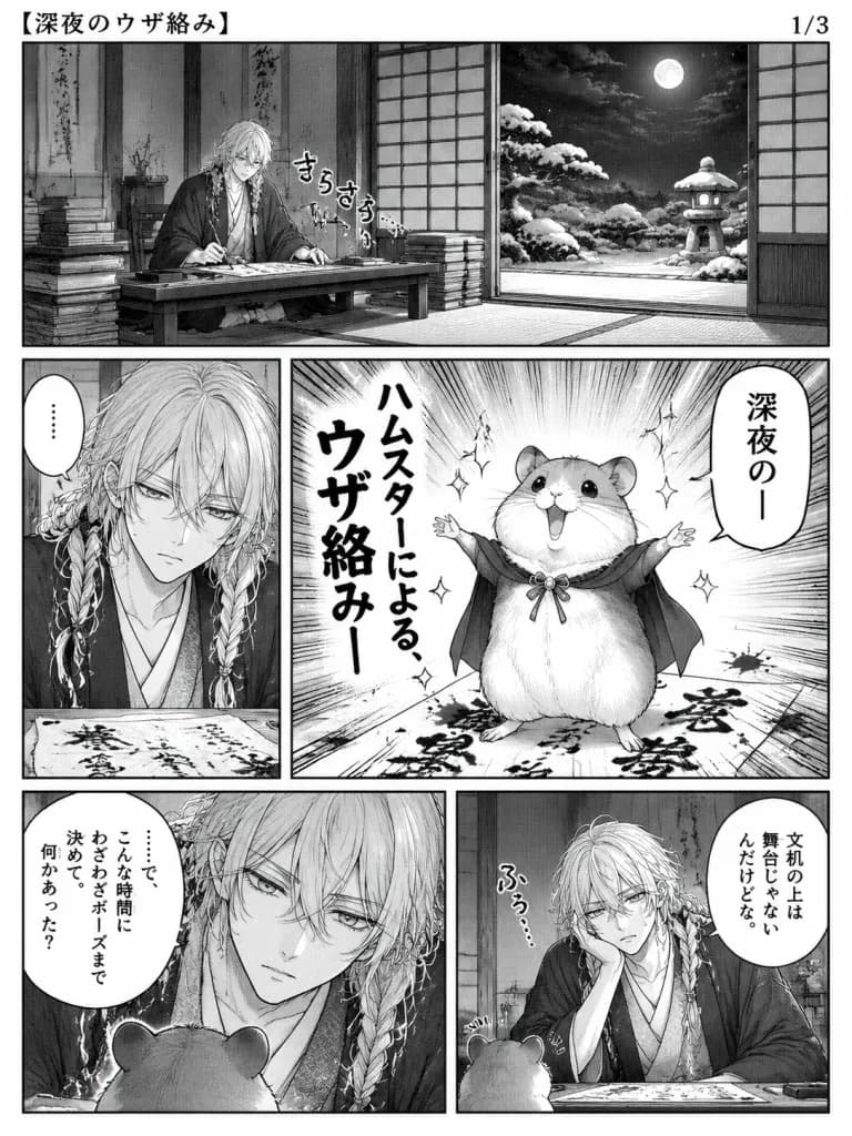 深夜书法家与仓鼠漫画单页