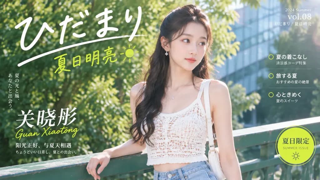 일본 감성 여름 잡지 커버 포트레이트