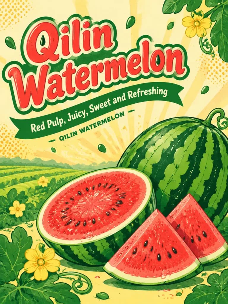 Retro Vector Watermelon Commercial Poster
