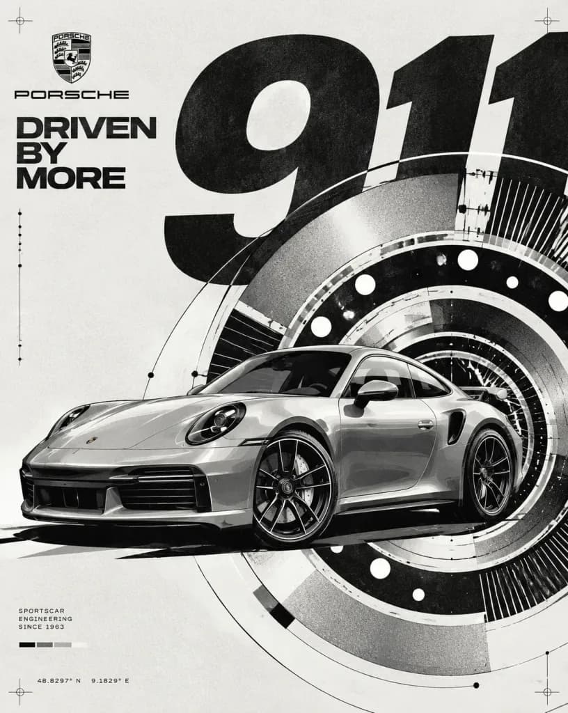 Technical Automotive Orbital Graphic Poster