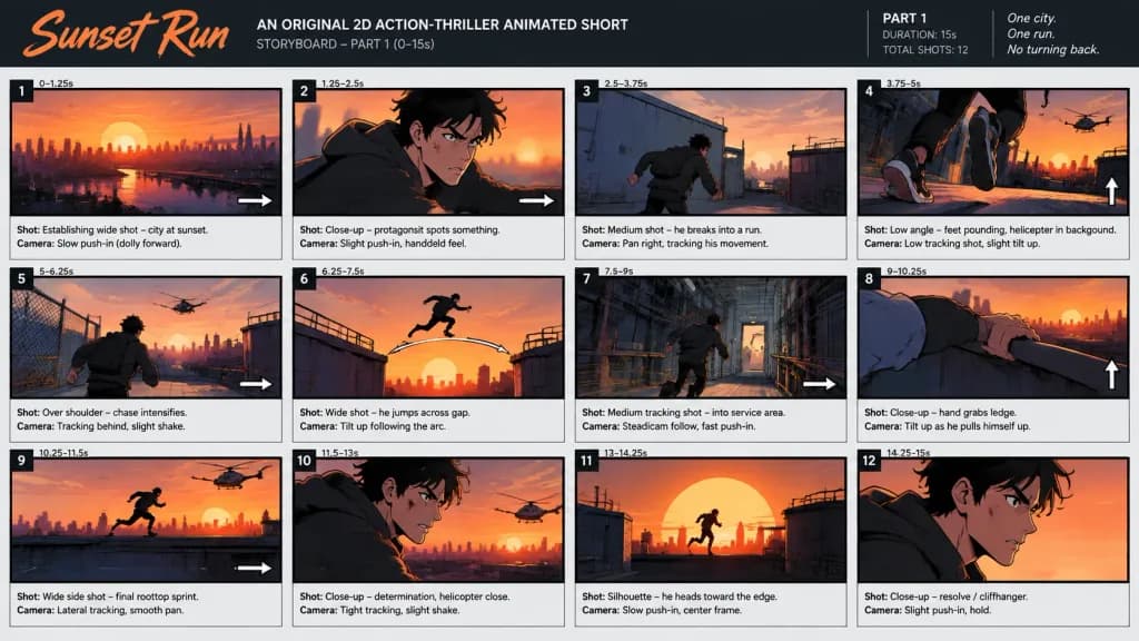 Action Thriller Film Storyboard Sheet