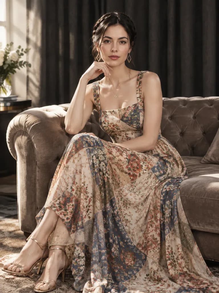 Luxury Fashion Editorial Patchwork Gown