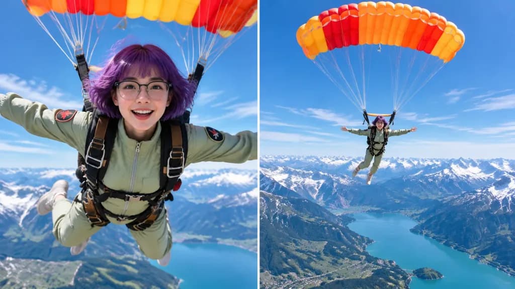 Alpine Skydiving Fashion Adventure Photography