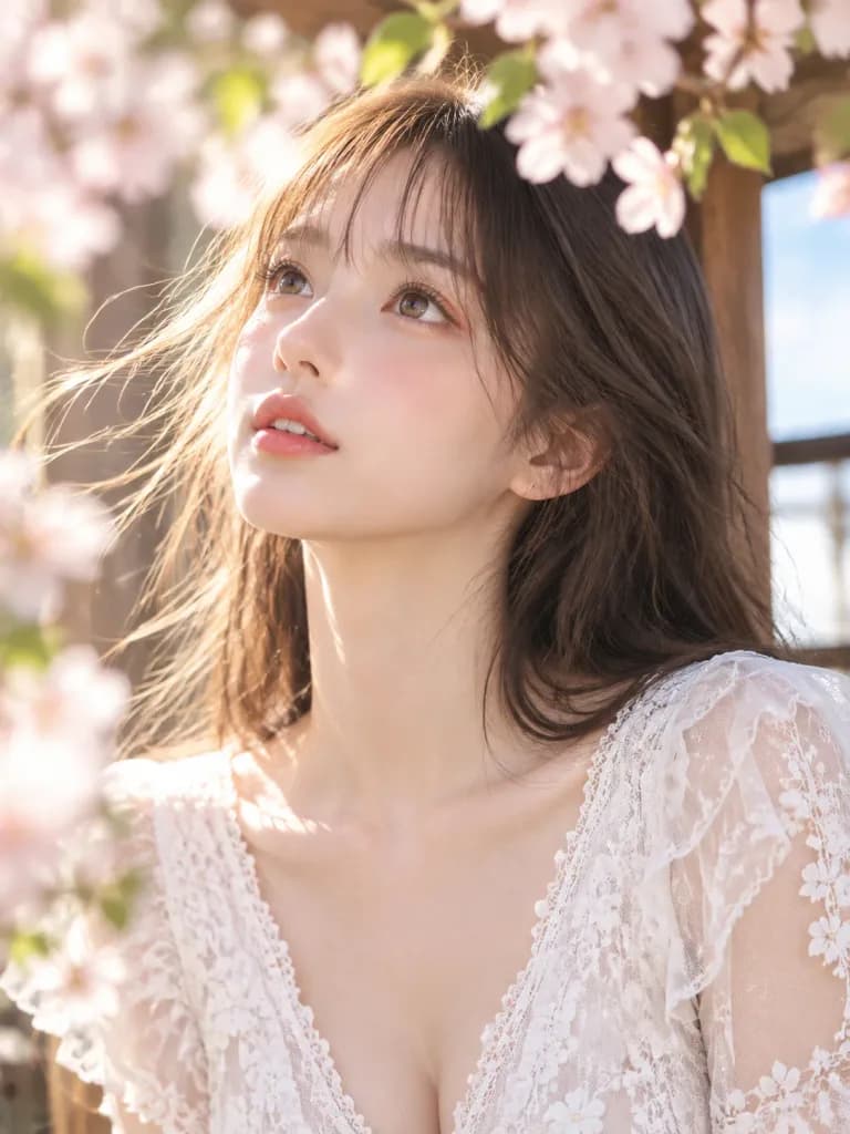 Spring Cherry Blossom Close-Up Portrait