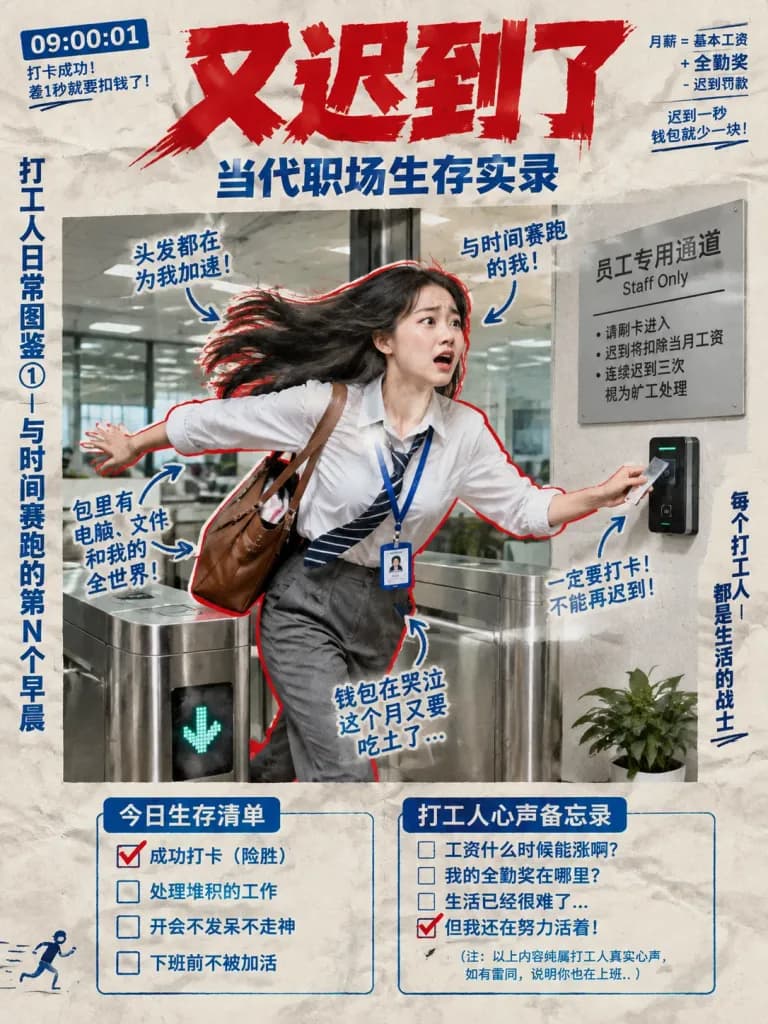 Late Office Worker Survival Poster