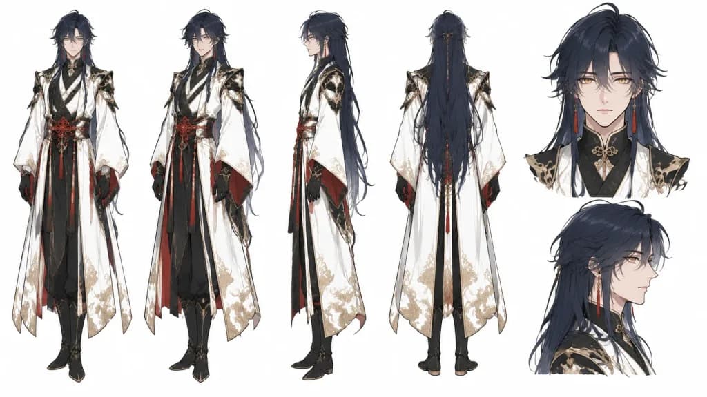 East Asian Fantasy Anime Character Reference Sheet