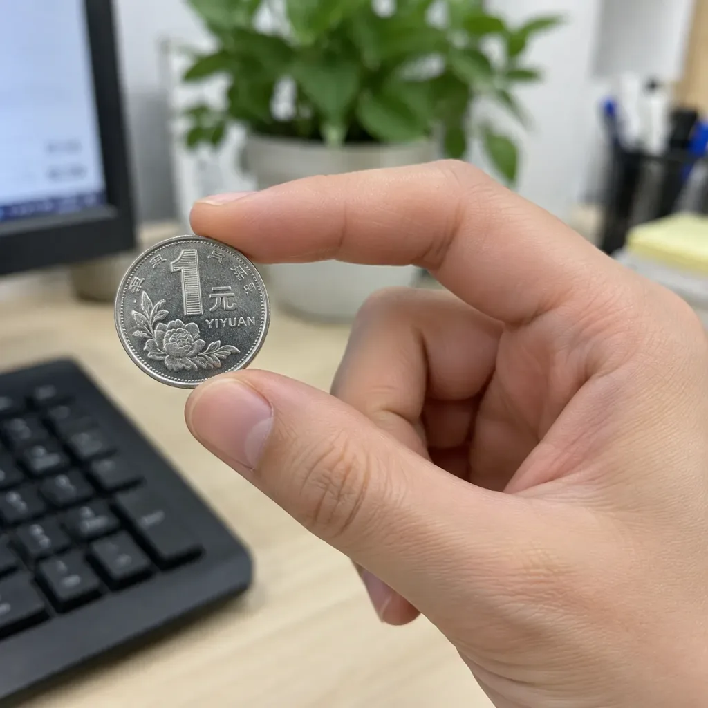 Hand Pinching Coin Close-Up