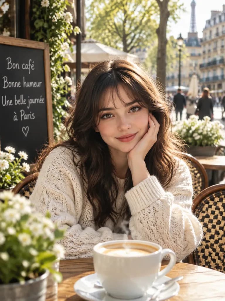 Sunny Paris Café Lifestyle Portrait