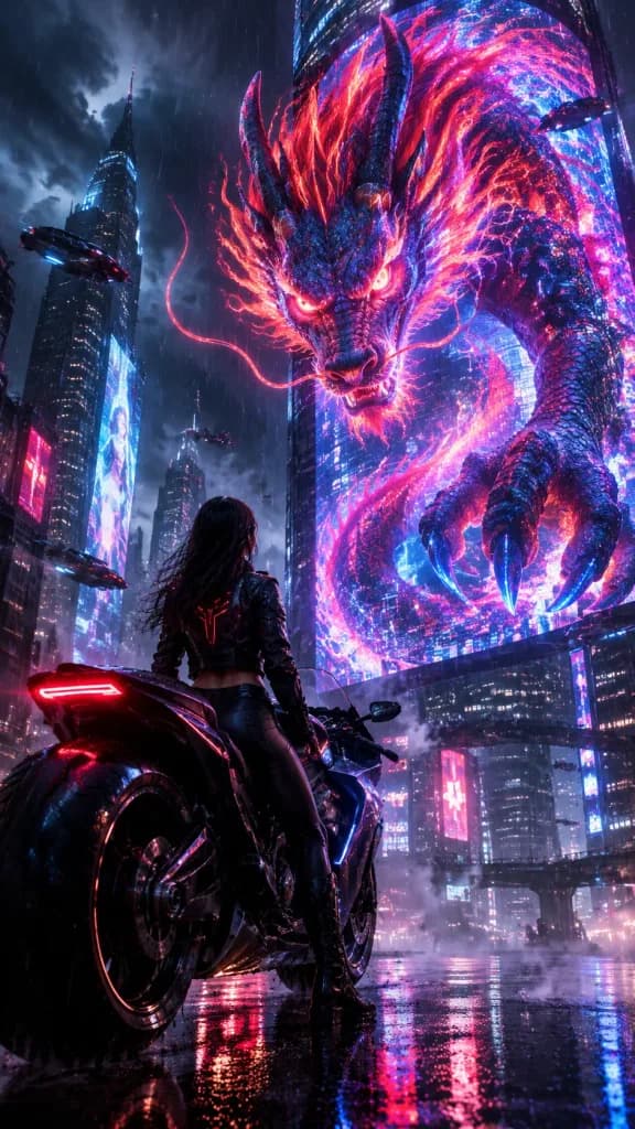 Cyberpunk Neon Dragon Movie Still