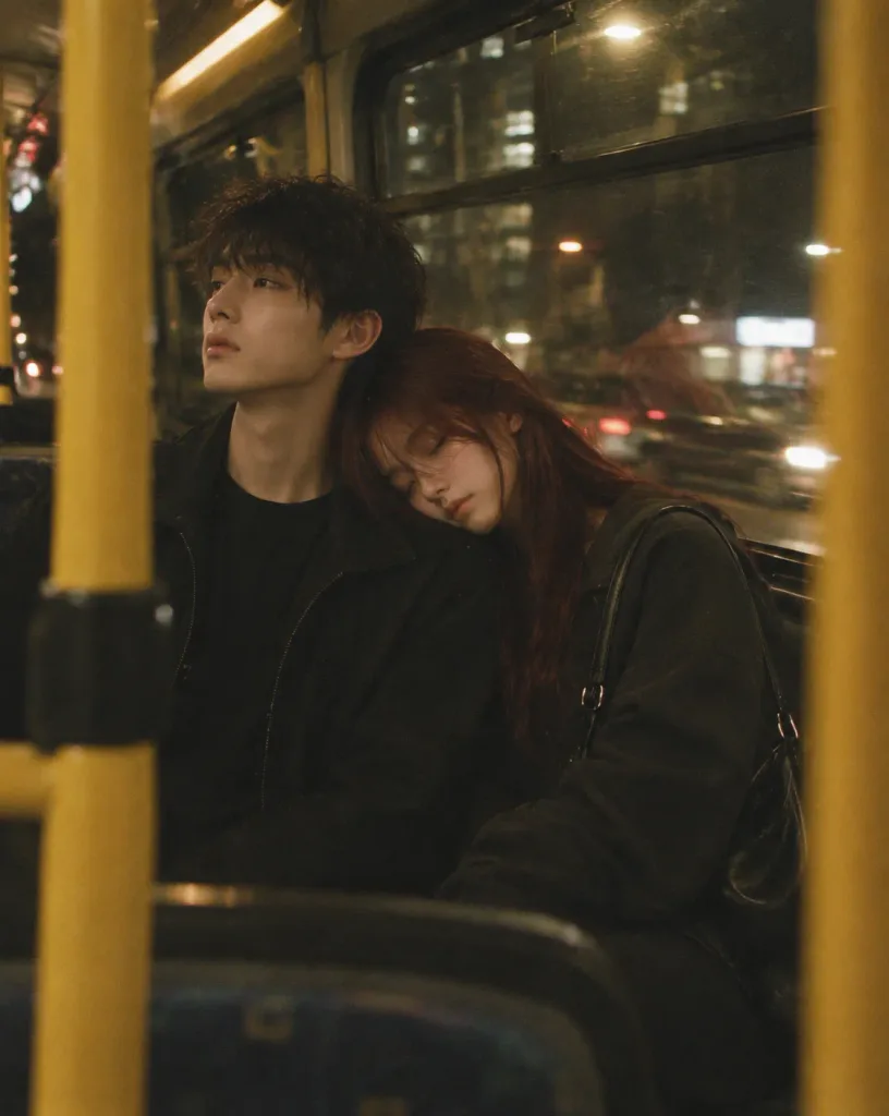 Candid Couple on Night Transit