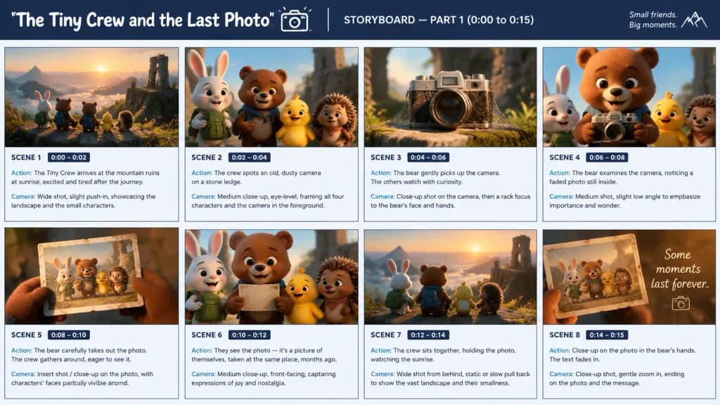 3D Animated Film Storyboard Sheet