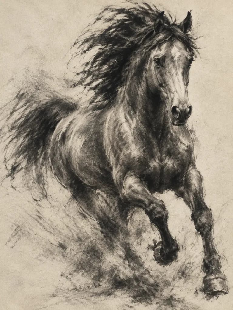 Expressive Fine Art Charcoal Drawing