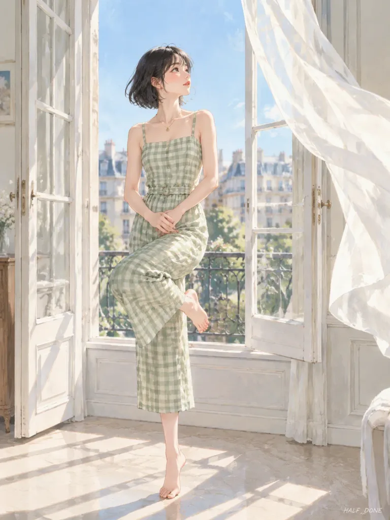 Barefoot Anime Ballerina by the Window