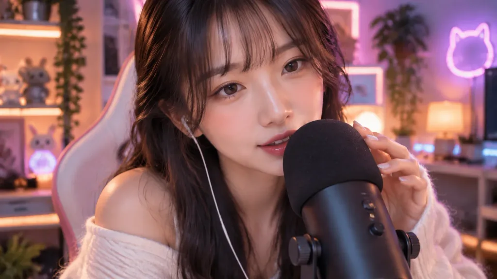 Japanese Streamer with ASMR Microphone