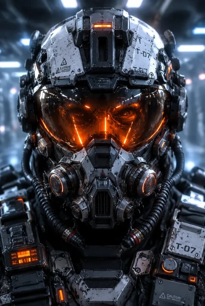 Futuristic Cybernetic Tactical Soldier Close-Up