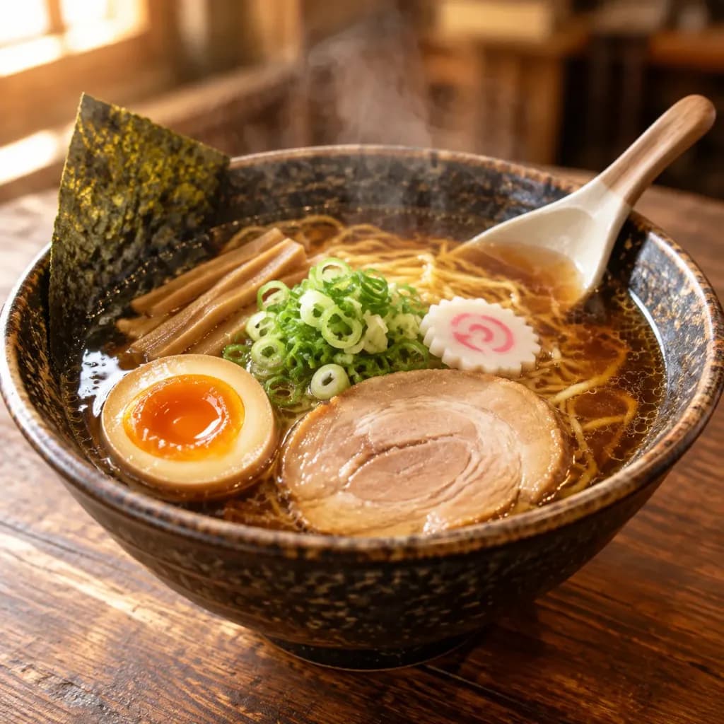 Steaming Shoyu Ramen Close-up Photography