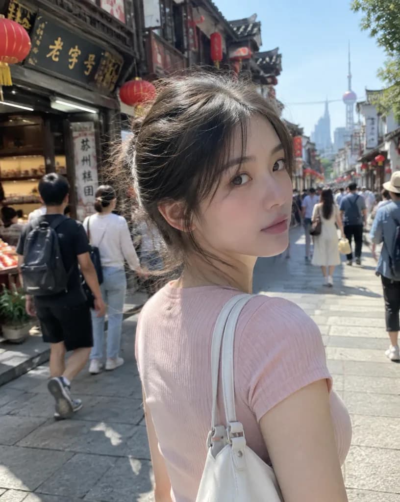 중국 거리의 자연스러운 스마트폰 스냅 사진
