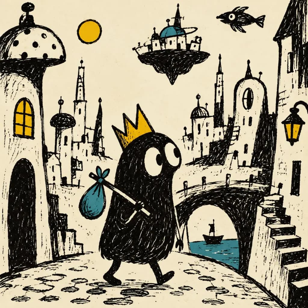 Surreal Naive Ink Pen Illustration