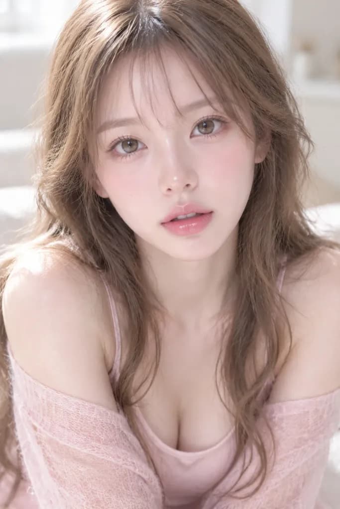 페일 핑크 클로즈업 뷰티 인물 사진