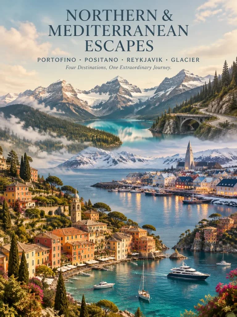 Unified Four Destination Editorial Travel Poster