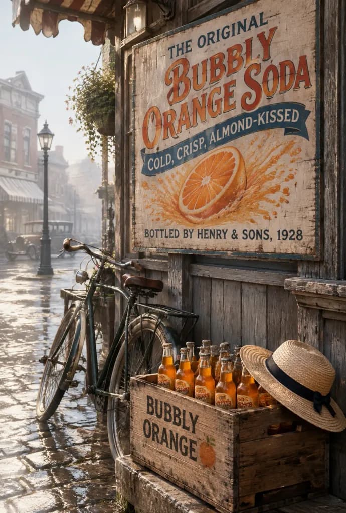 Vintage Hand-Painted Soda Shop Sign