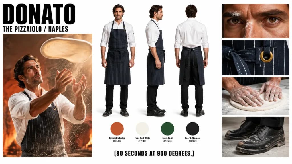 Editorial Pizzaiolo Character Bible Sheet