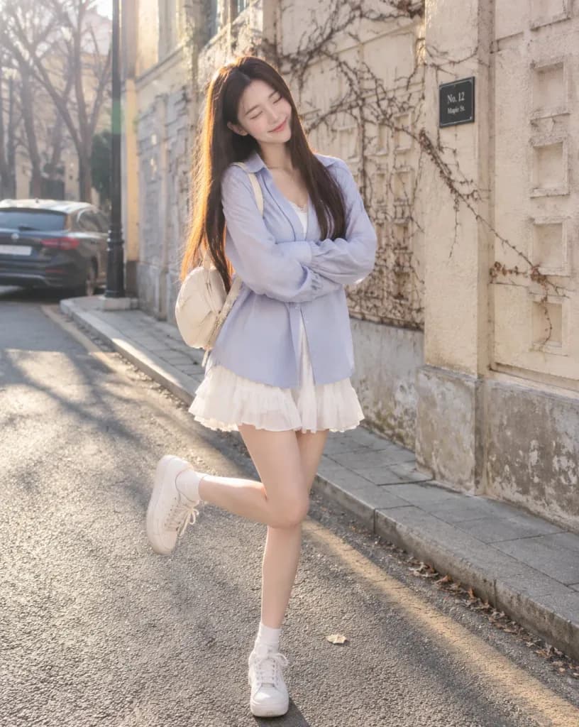 Candid Winter Pastel Street Portrait