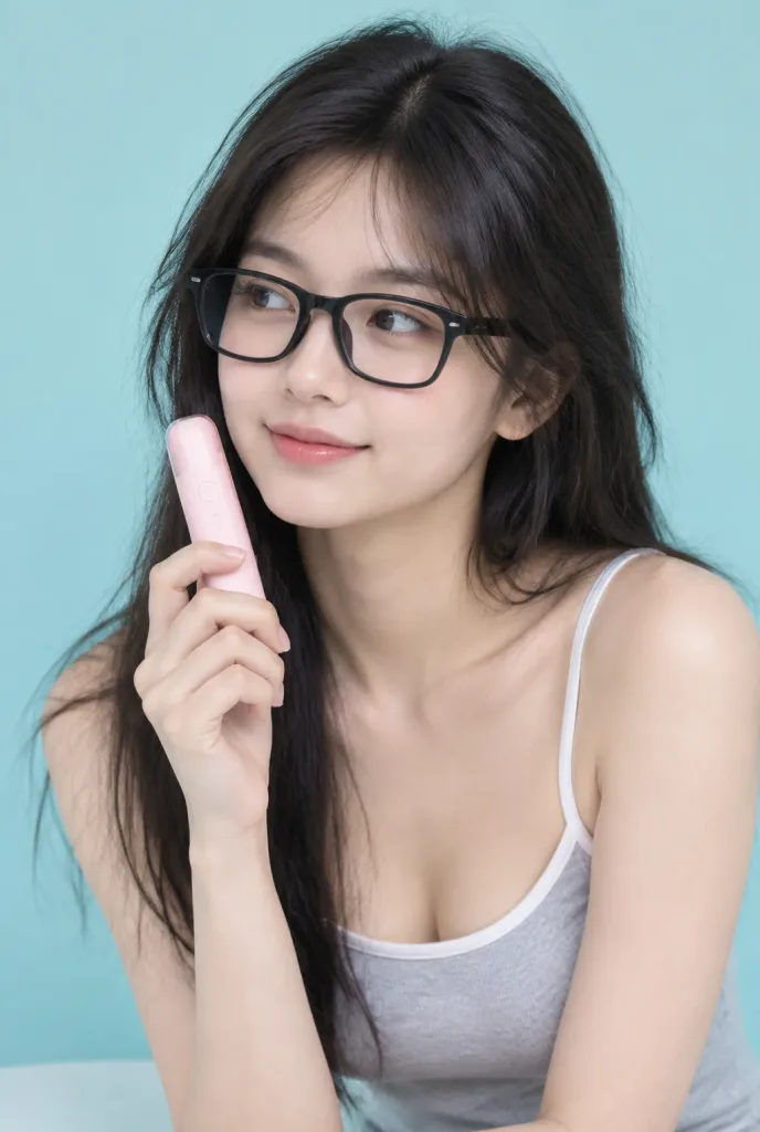 East Asian Woman With Pink Device