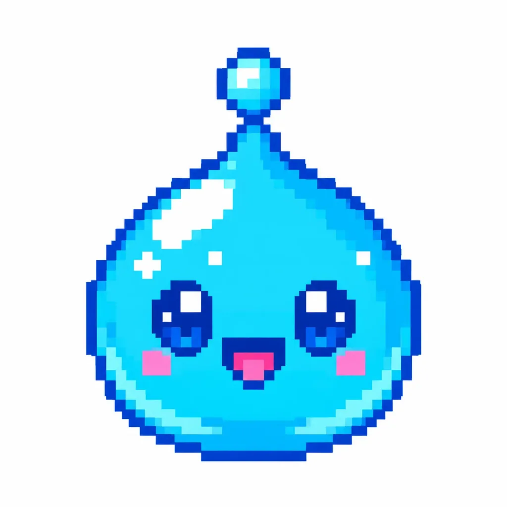 可愛い青い水スライムのピクセル素材