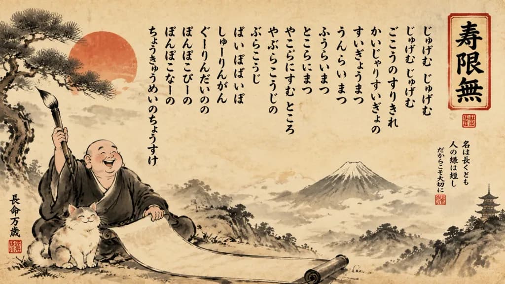 유머러스한 일본 수묵화 주게무 캘리그래피 포스터