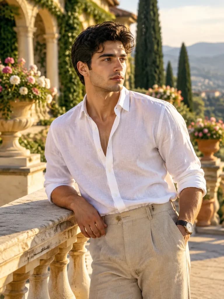 Mediterranean Villa Terrace Men's Portrait