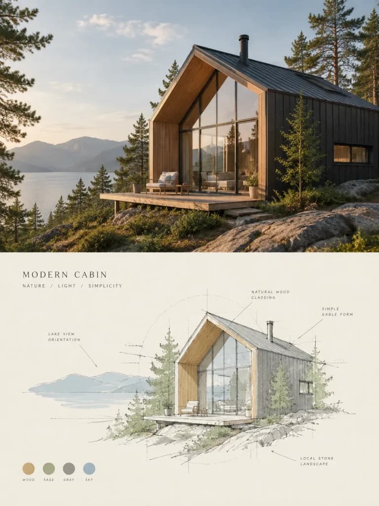 上下分割 写真&建築パーススケッチポスター