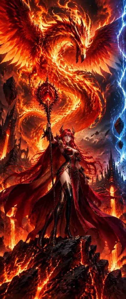 Fire Demon Queen Vertical Anime Art