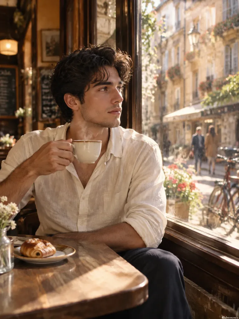 Morning Coffee in a European Vintage Cafe