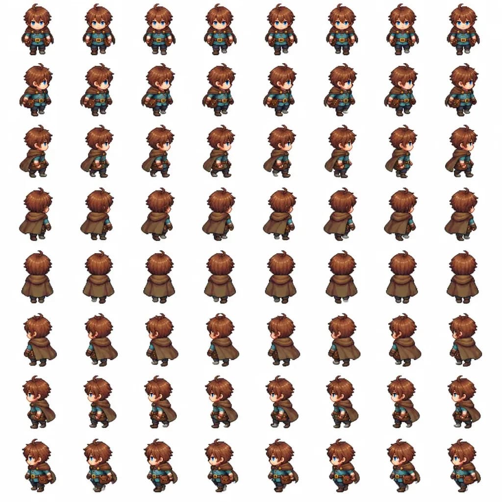 Pixel Art 8-Direction RPG Walking Sprite Sheet