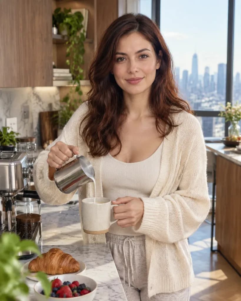 Morning Coffee in Modern Kitchen